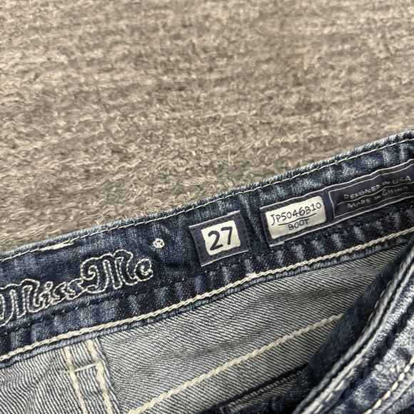 Miss Me Jeans 27 x 34 Boot Cut Rhinestone Sequin Bling Distressed Buckle Cross - Picture 8 of 13
